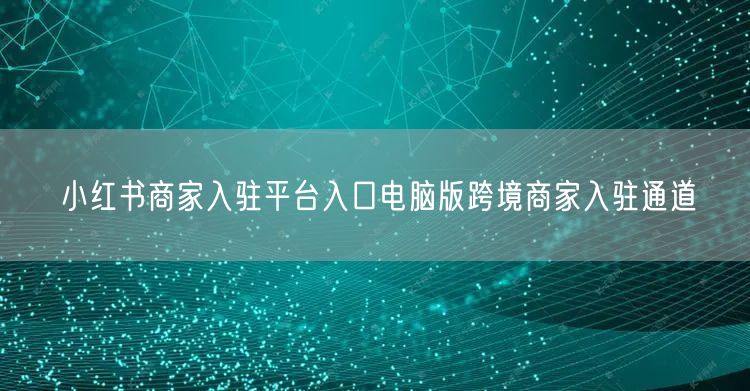 小红书商家入驻平台入口电脑版跨境商家入驻通道