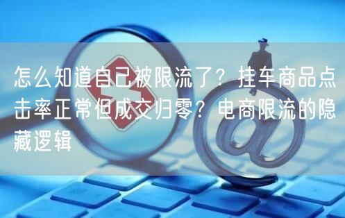 怎么知道自己被限流了？挂车商品点击率正常但成交归零？电商限流的隐藏逻辑