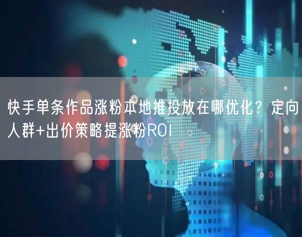 快手单条作品涨粉本地推投放在哪优化？定向人群+出价策略提涨粉ROI