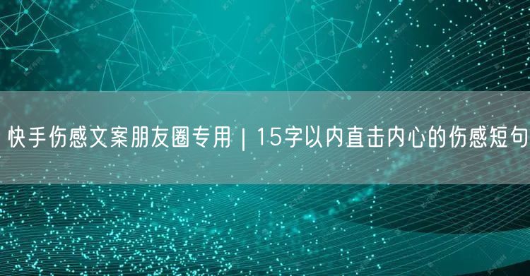 快手伤感文案朋友圈专用｜15字以内直击内心的伤感短句