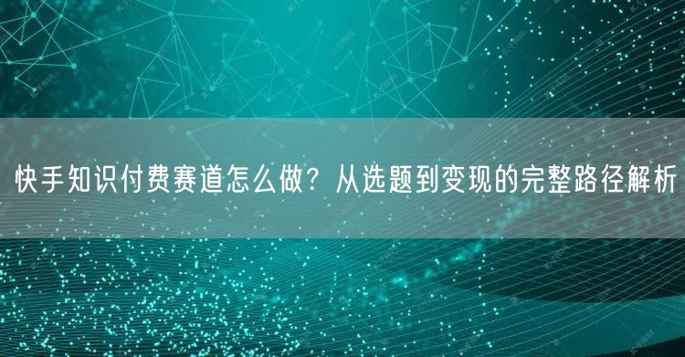 快手知识付费赛道